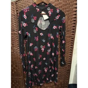 Express dress M Floral‎ Print Long Sleeve Mini Keyhole Neck, Party, Casual